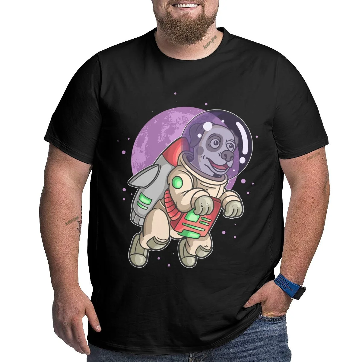 Astronaut Outer Space T-shirts for Big and Tall Man Plus Size T Shirts Black Cotton Short Sleeve Oversize Top Tees Summer 2025