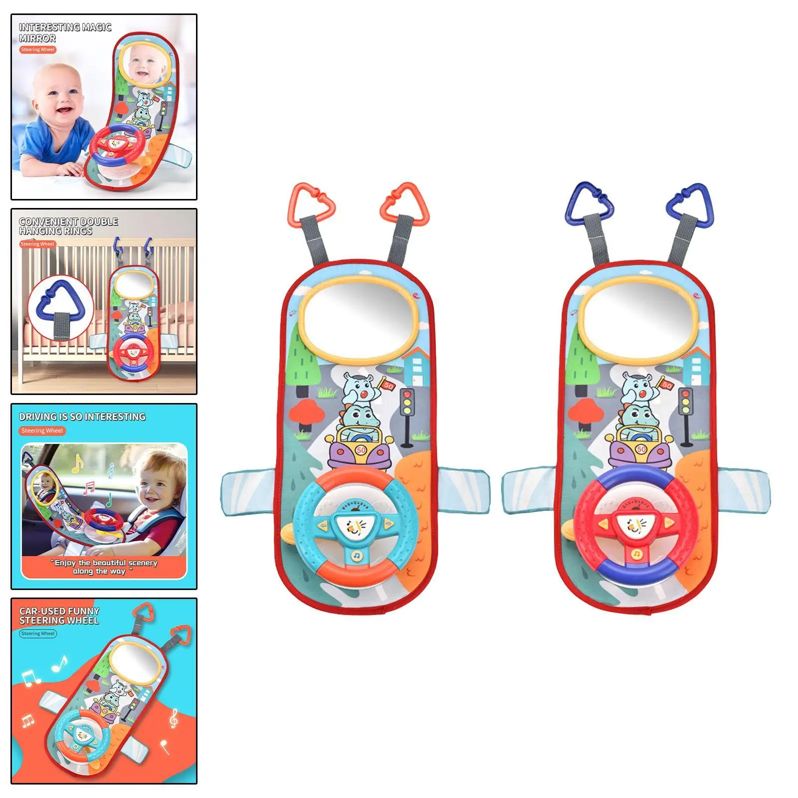 Musical Steering Wheel High Interactive Toy Fine Motor Skill Hanging on Crib Early Educational for Travel Entertain s