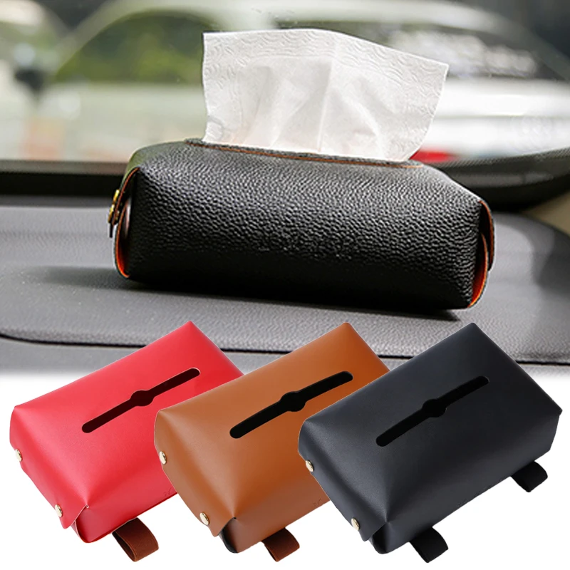 

Car Sun Visor Tissue Box PU Leather Car Carton Tissue Holder Seat Back Headrest Armrest Tissue Holder Auto Interior Accessories