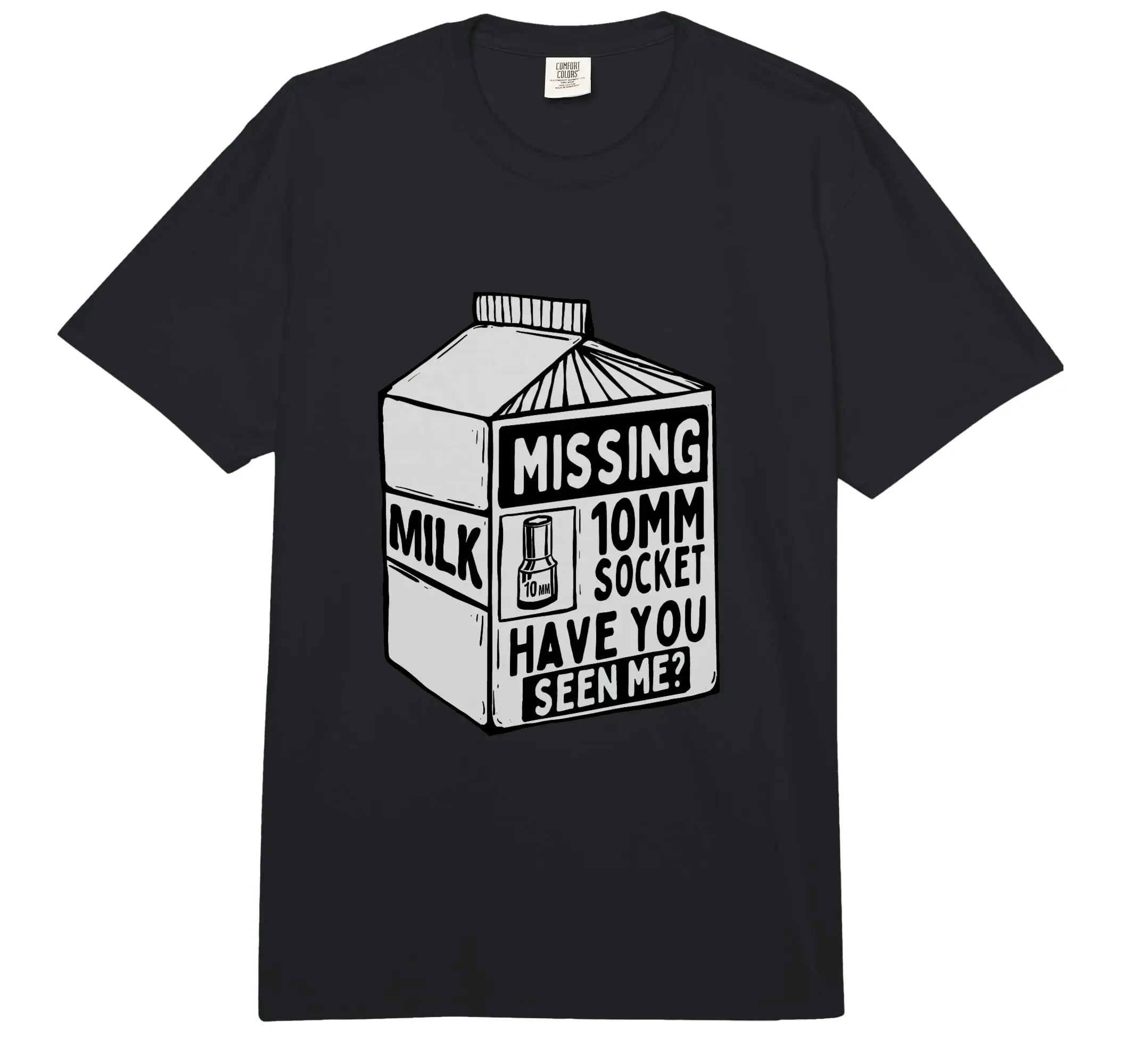Milk Missing 10mm Socket - Car Mechanic Race Car Comfort Colors Adult Heavyweight T-Shirt
