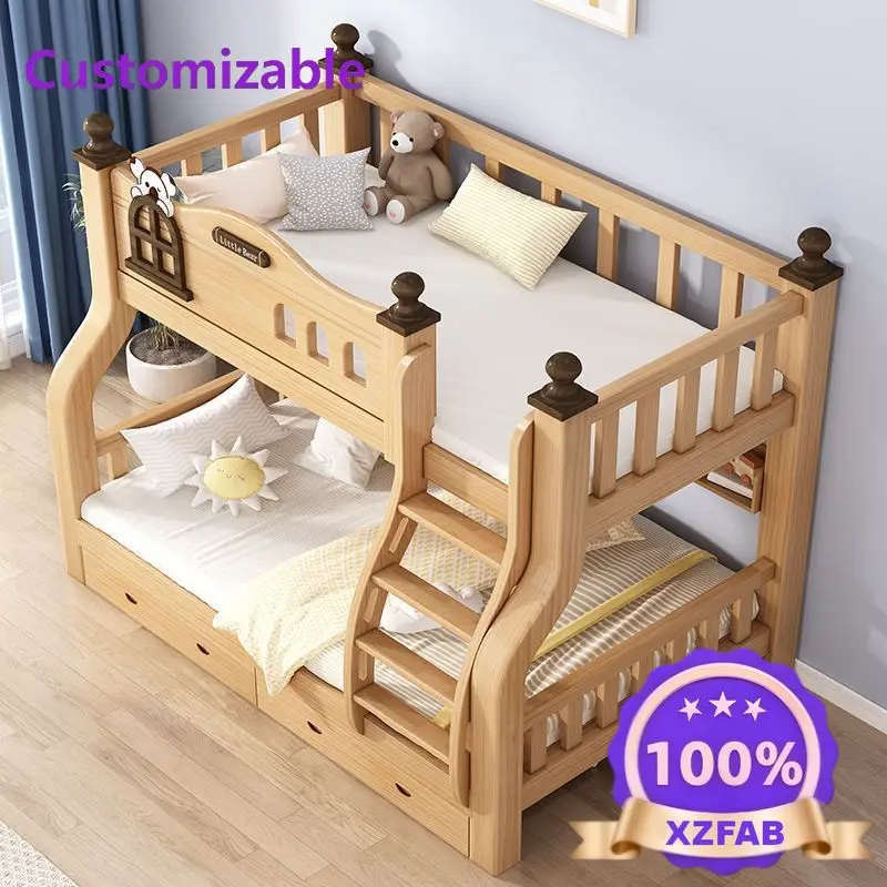 Factory Direct 2026 Solid wood bed bunkbed children's bedhigh and low child and motherbed two-layer small apartment multi