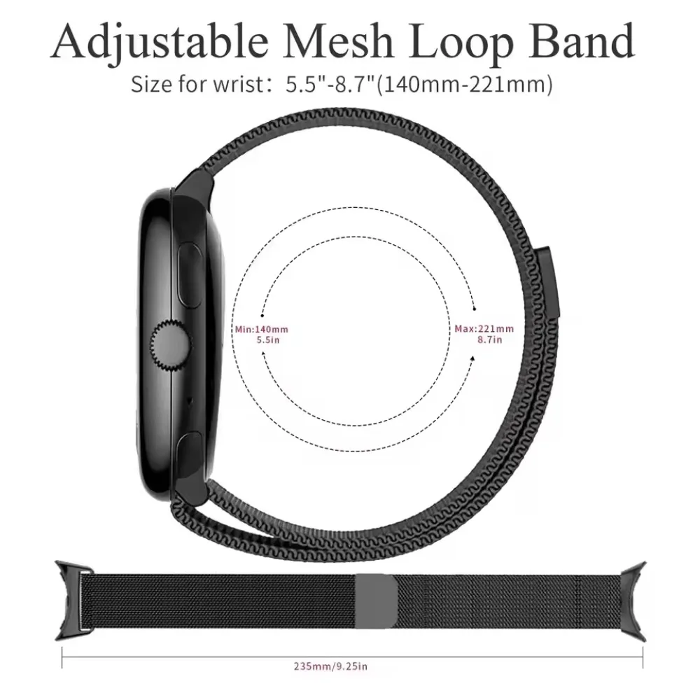 Milanese Band for Google Pixel Watch Magnetic Comfrotable Breathable Wristband for Google Pixel Watch Replaceable Bracelet Belt
