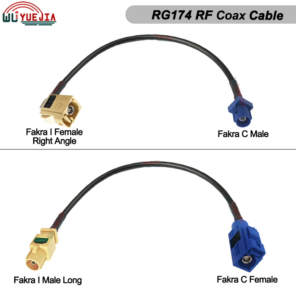 

RG-174 Cable Blue Fakra C Male/ Female to Beige Fakra I Male Plug Female Jack 50ohm RF Coaxial Connector For GPS Antenna Systems