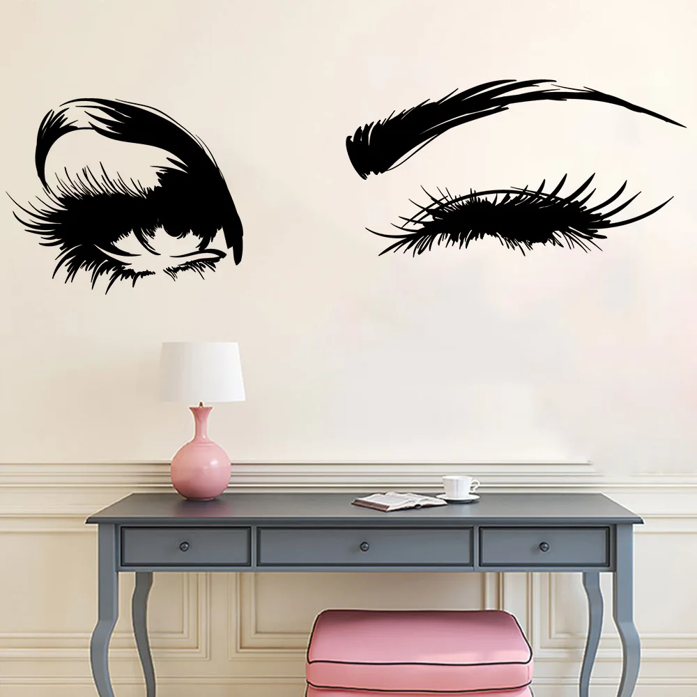 Wall Decals Beautiful Charming Eyes Lashes Wink Decor Wall Art Mural Vinyl Decal Stickers Interior Design Bedroom Sticker