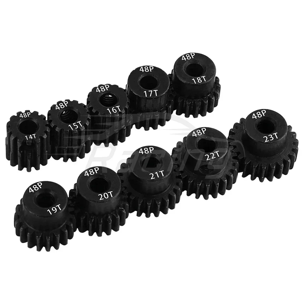 1PC 48P 3.175mm M0.53 Black Steel Metal Pinion Motor Gear 14T 15 16 17T- 23T For 1/10 Axial SCX10 Rc Model Car Motor Accessories