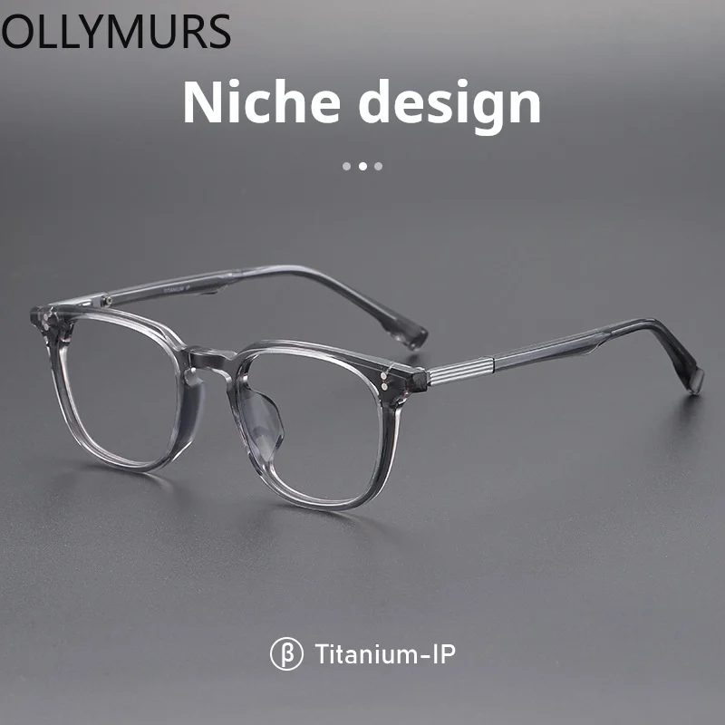 

OLLYMURS High Quality Pure Titanium Acetate Men Glasses Retro Oval Eyewear Women Fashion Optical Prescription Eyeglasses Frame