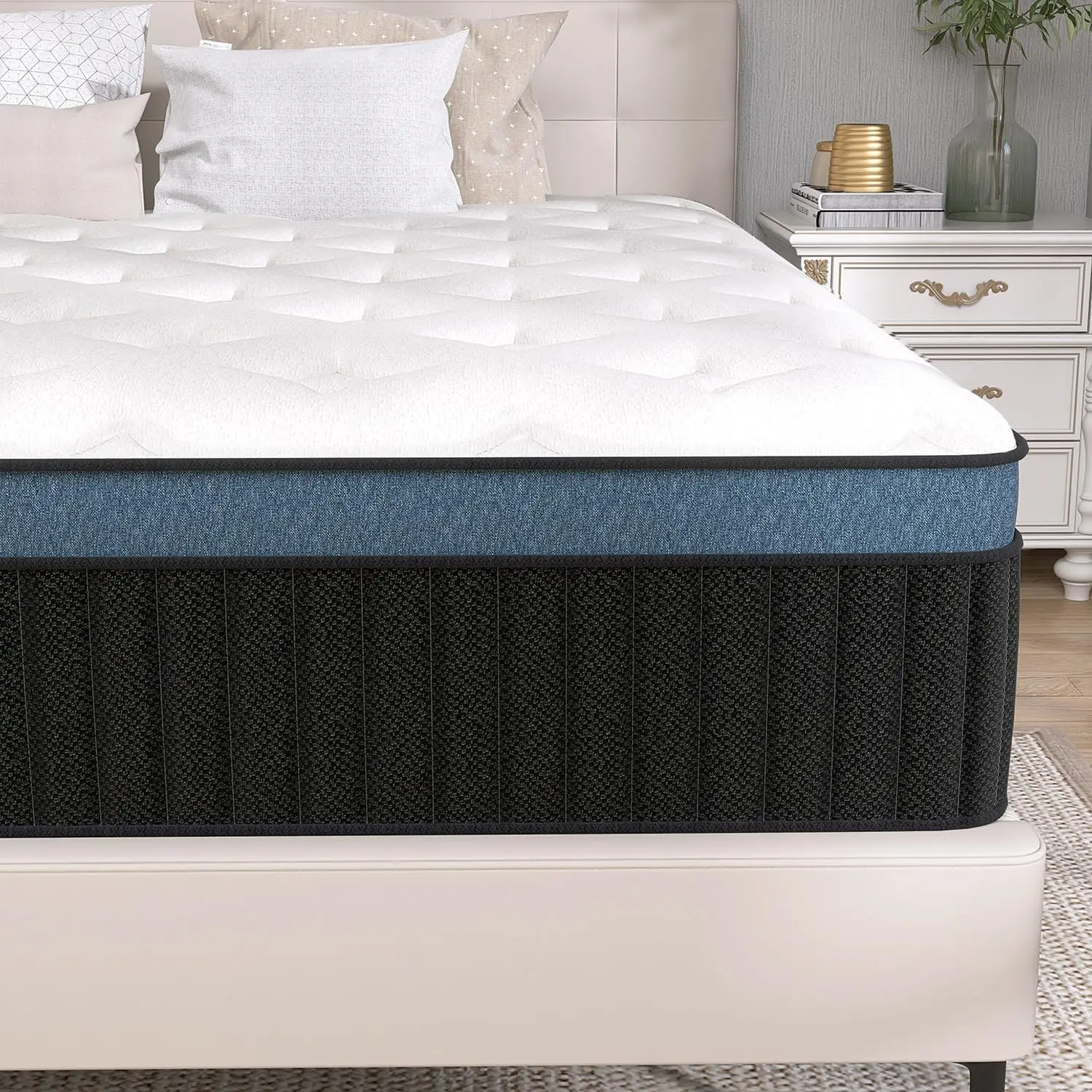 Full Size Mattress 14 inch Full Mattress Motion Isolation Individually Pocket Spring Medium Firm Edge Support CertiPUR-US