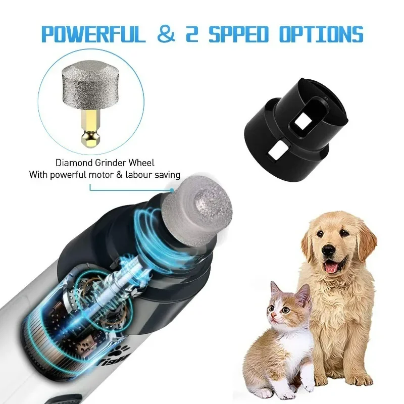 Quiet Electric Rechargeable Pet Nail Grinder Low Noise Automatic Electric Pet Nail Polisher Cat Dog Grooming Nail Grinder