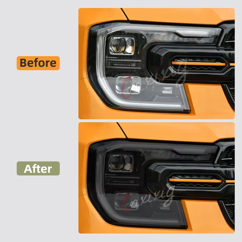 Headlight Protective Tint For Ford Ranger 2023 2024 2025 Invisible Car Wrap TPU Film 2PCS Accessories