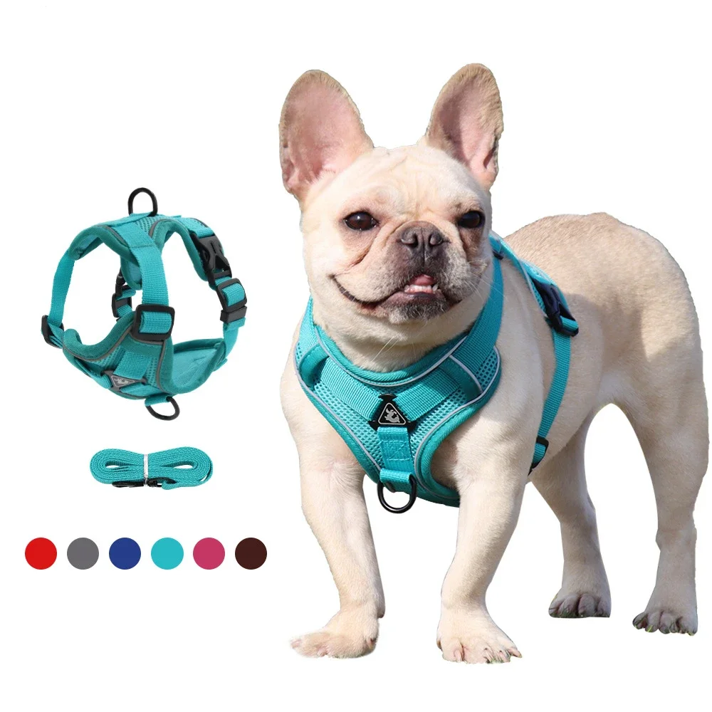 Pet Reflective Nylon Dog Harness No Pull Adjustable Medium Large Naughty Dog Vest Safety Vehicular Lead Walking Running Yorkie