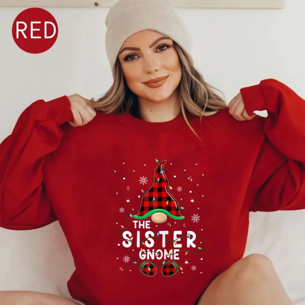 

The Sister Gnome Christmas Sweatshirt Family Matching Pullover Shirt Funny Cute Crewneck Coquette Winter Clothes Women