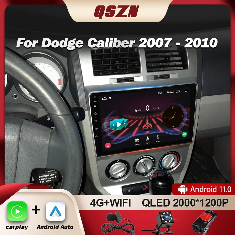 QSZN For Jeep Dodge Caliber 2007 - 2012 Car Radio Multimedia Video Player Navigation GPS 4G Carplay Android 12 Autoradio 2K QLED