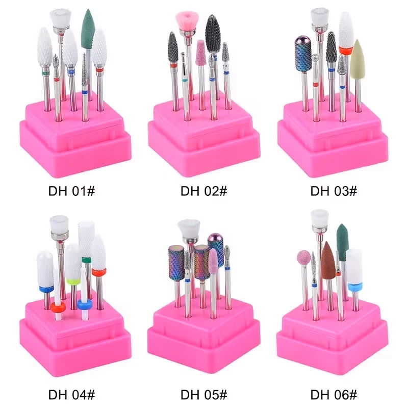 7 pezzi/set kit di punte per trapano per unghie in ceramica frese elettriche per manicure per rimozione smalto gel e strumenti per forniture per unghie