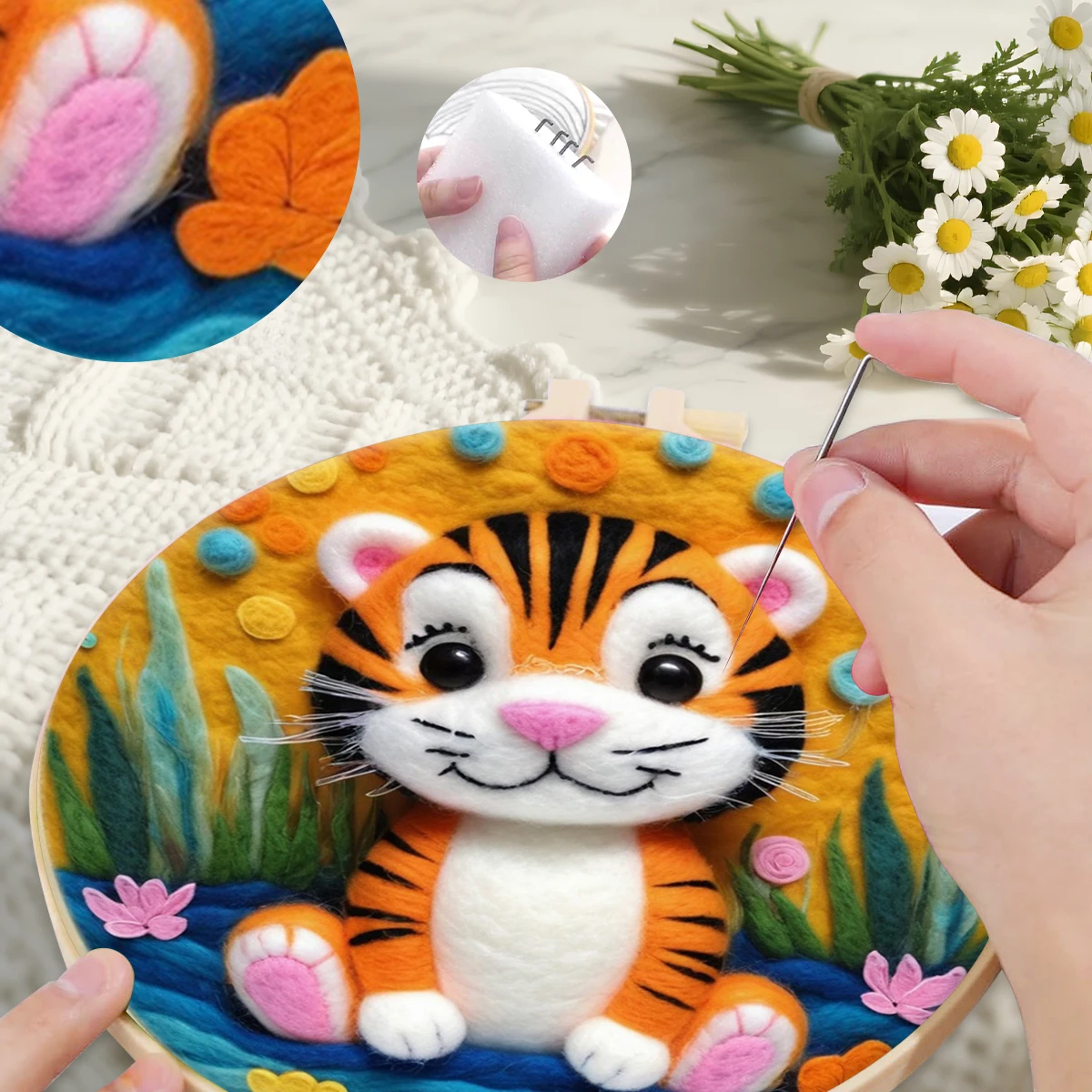 SDOYUNO Wool Felt Painting Wool Felt Package Beginners Painting animals Knitting Wool Cross Stitch Wool Fleece For Felting Gift