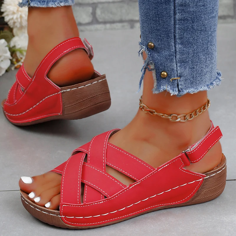 Woman Shoes Sandals Summer Retro Ladies Shoes Elegant Shoes Woman Wedge Women Shoe Casual Women Sandal Footwear Female