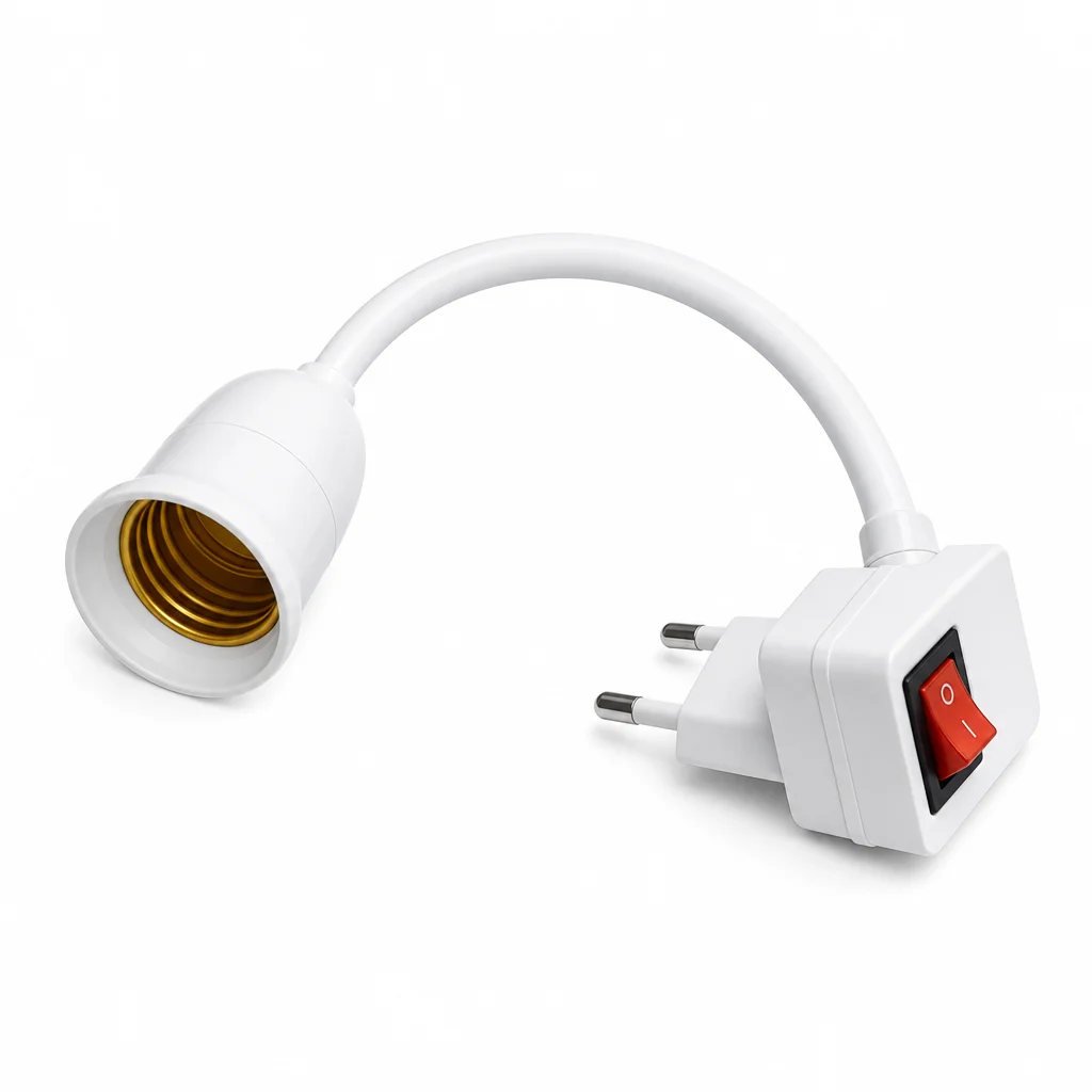 EU Plug E27 Lamp Socket with Switch, Flexible Gooseneck Wall Light Holder Adapter, Portable Screw Base for LED Bulb DIY Night