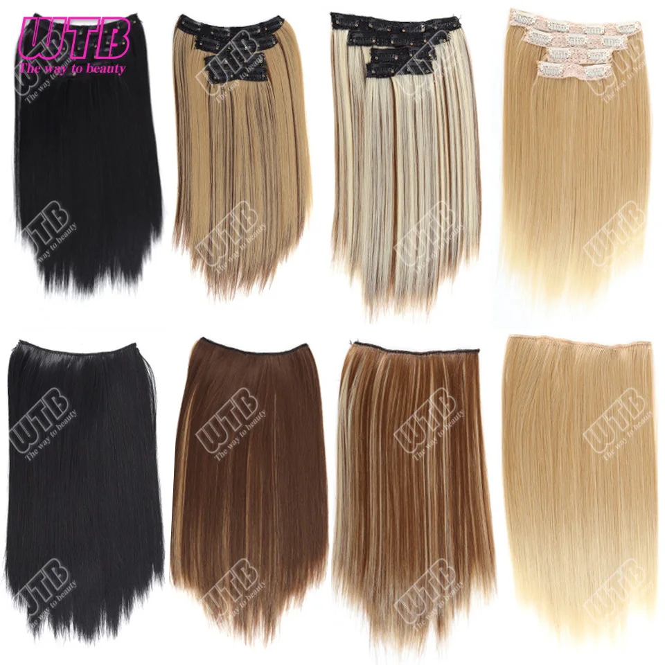 وصلات شعر صناعية بمشبك مكونة من 4 قطع، وصلات شعر صناعية قصيرة مستقيمة للنساء والفتيات للاستخدام اليومي #6