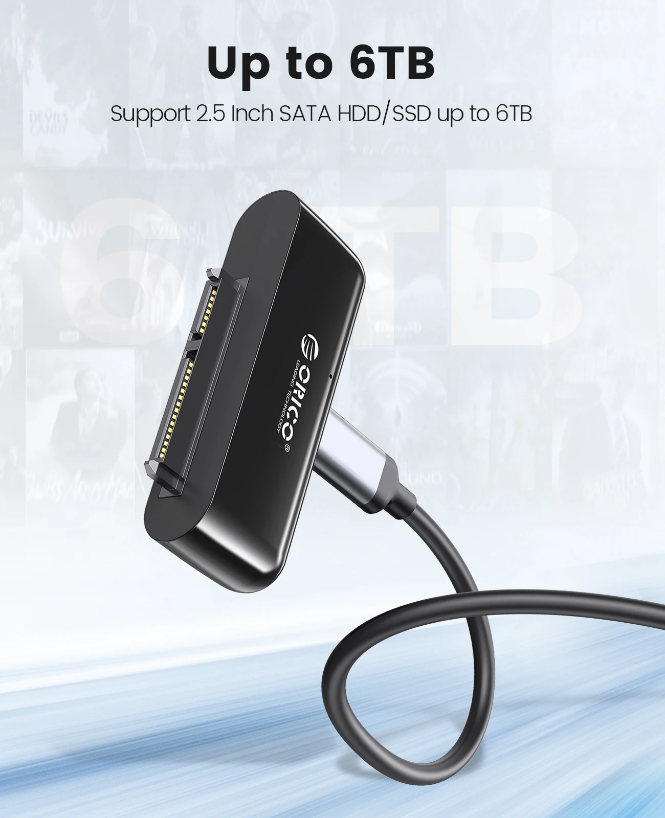 ORICO-SATA to USB 어댑터 USB 3.0 to Sata 3 케이블 컨버터, 2.5 HDD SSD 하드 디스크 드라이브 용 Cabo, Sata to USB 어댑터