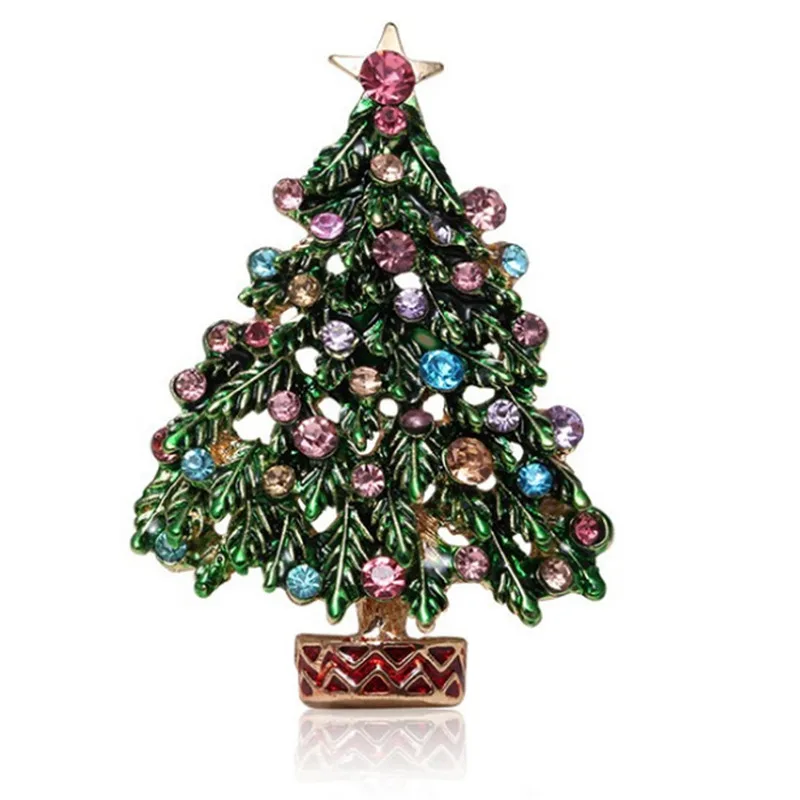 Christmas Tree Brooches for Women Rhinestone Xmas Tree Brooch Gift Fashion Jewelry Festival Brooch Winter Coat Cap Brooches