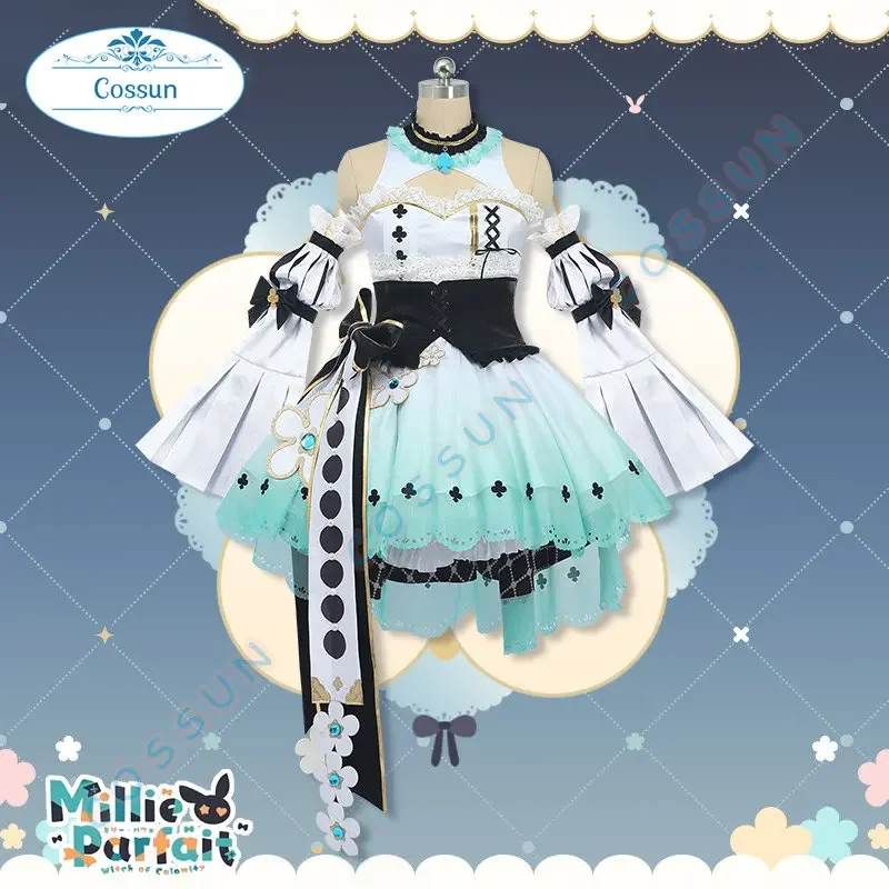 [Customized] Anime Vtuber Millie Parfait Cosplay Costume Fashion Elegant Sweet Wedding Dress Activity Party Women Men