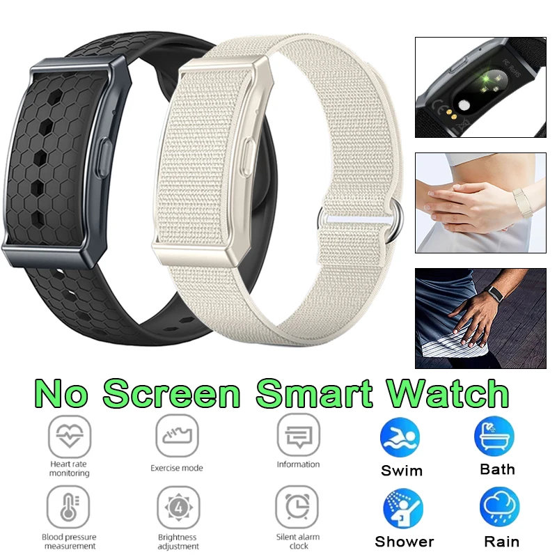 

No Screen Smart Watch with Woven Strap&Silicone Strap Men Women Fitness Sport Intelligent Band Waterproof Multifunction Bracelet