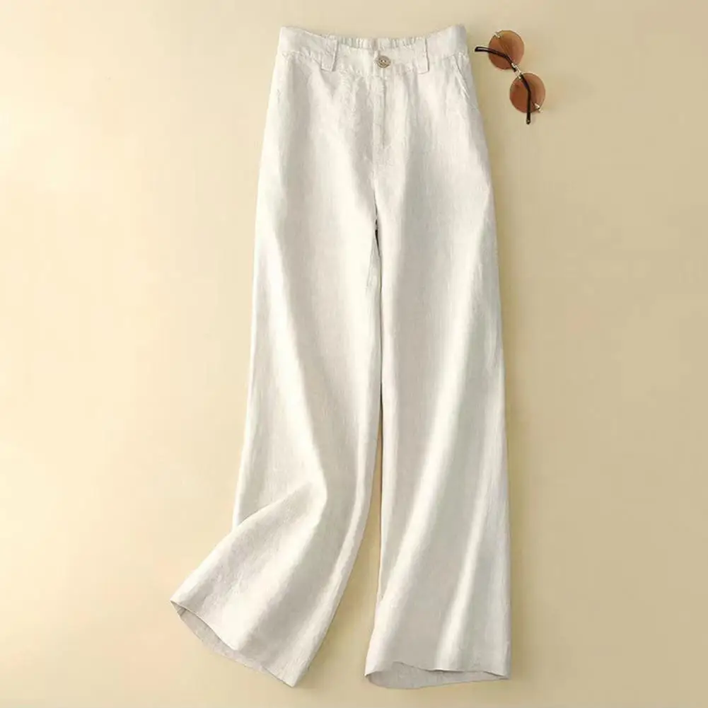 

Loose Fit Trousers Elegant Wide Leg Draped Trousers for Women Stylish High Waist Pants with Pockets Zipper Button Fly Solid