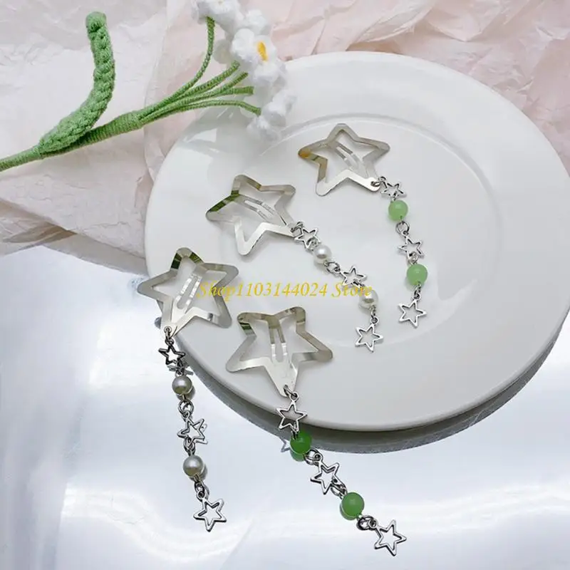 n5ce-стильный-barrette-star-fringe-metal-hair-clip-Женские-аксессуары-макарон-шпилька