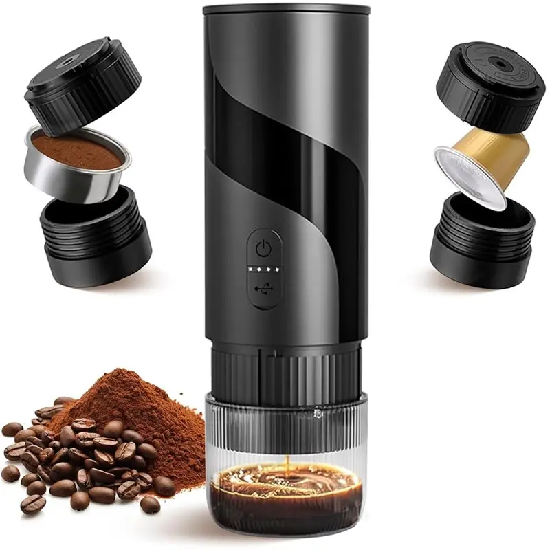 

【Только сегодня】Портативная электрическая кофеварка 2-в-1, портативная кофеварка для эспрессо на 20 бар, перезаряжаемая, дорожная кофеварка для автомобиля, кемпинга и т.д.