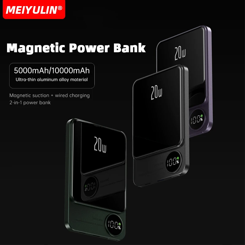 

10000mAh Magnetic Power Bank 15W Wireless Fast Charger Portable USB C PD20W External spare Battery For iphone 15 Xiaomi Samsung