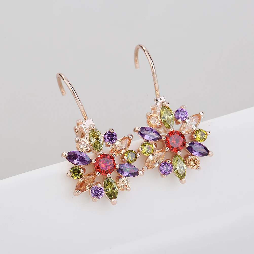 

Colorful Zirconia Stud Earrings Lady Jewelry Woman Dangler for Fashion Crystal