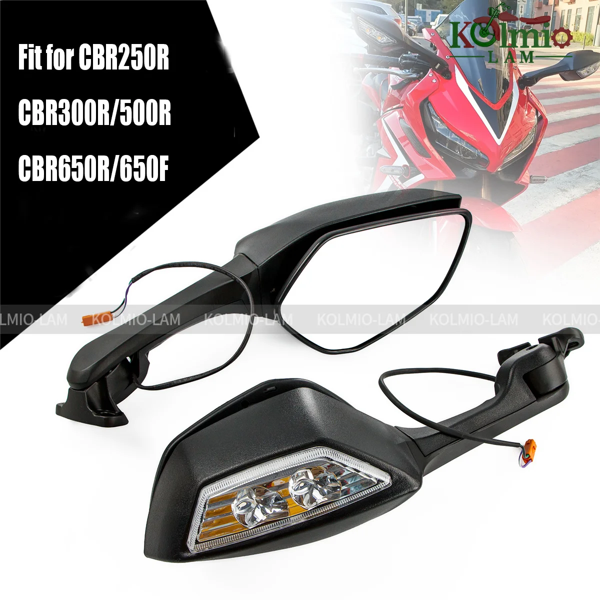 

Fit For Honda CBR250R CBR300R CBR500R CBR650R CBR650F Motorcycle Rearview Mirror Turn Signal LED Rear View Mirror CBR 250R 300R