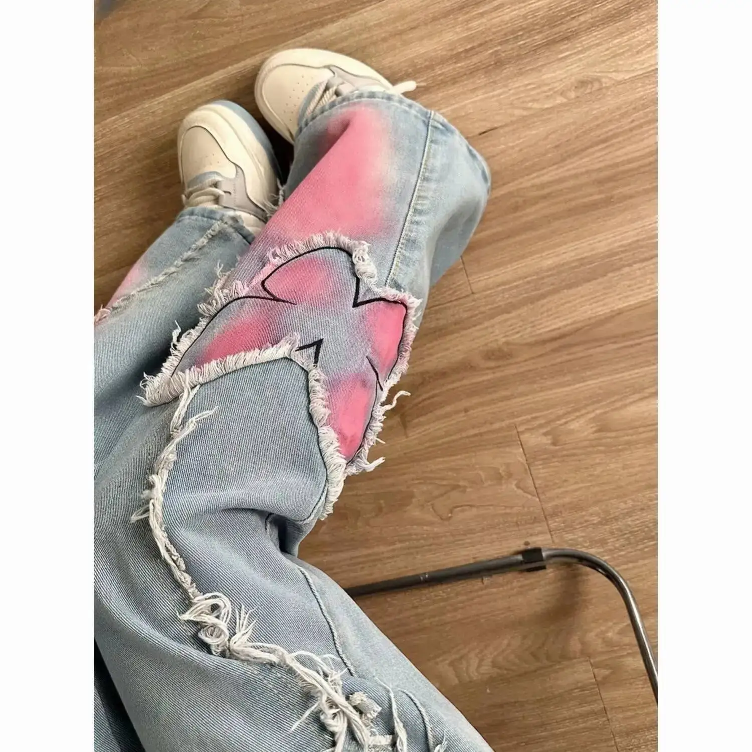 

American Retro Blended Butterfly Embroidery Micro Flared Jeans For Women New High Waisted Slim Fit And Wide Leg Pants