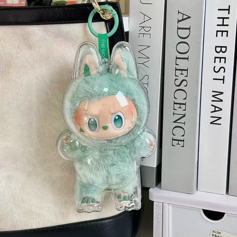 For Labubu The Monsters V3 Transparent Protective Case, Thickened Clear Display Cover for Pop Mart Vinyl Doll, Bag Pendant