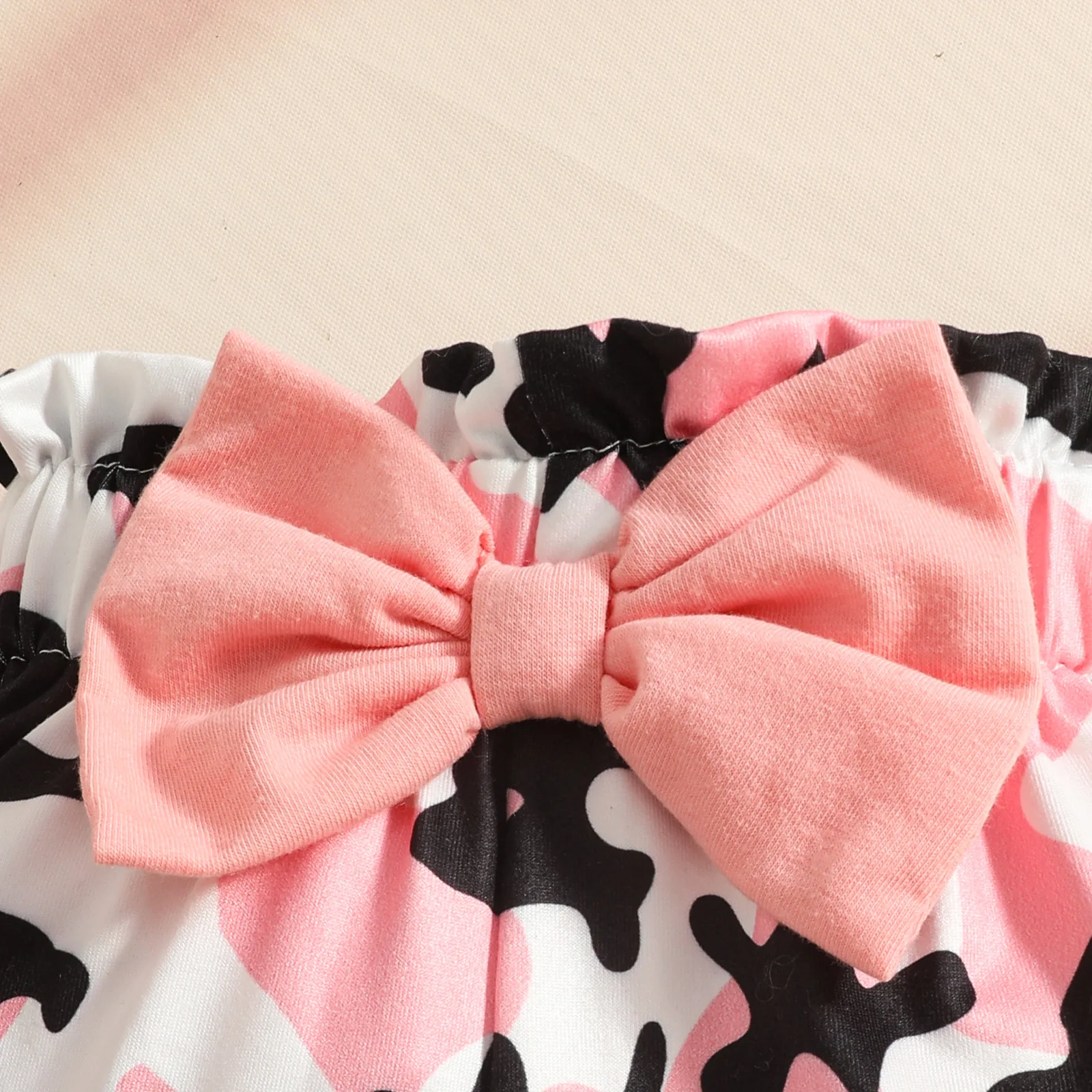 2026 الصيف طفلة القلب طباعة 3 قطعة مجموعة الوردي نيسيي عقال الزي ملابس الأطفال حديثي الولادة #6