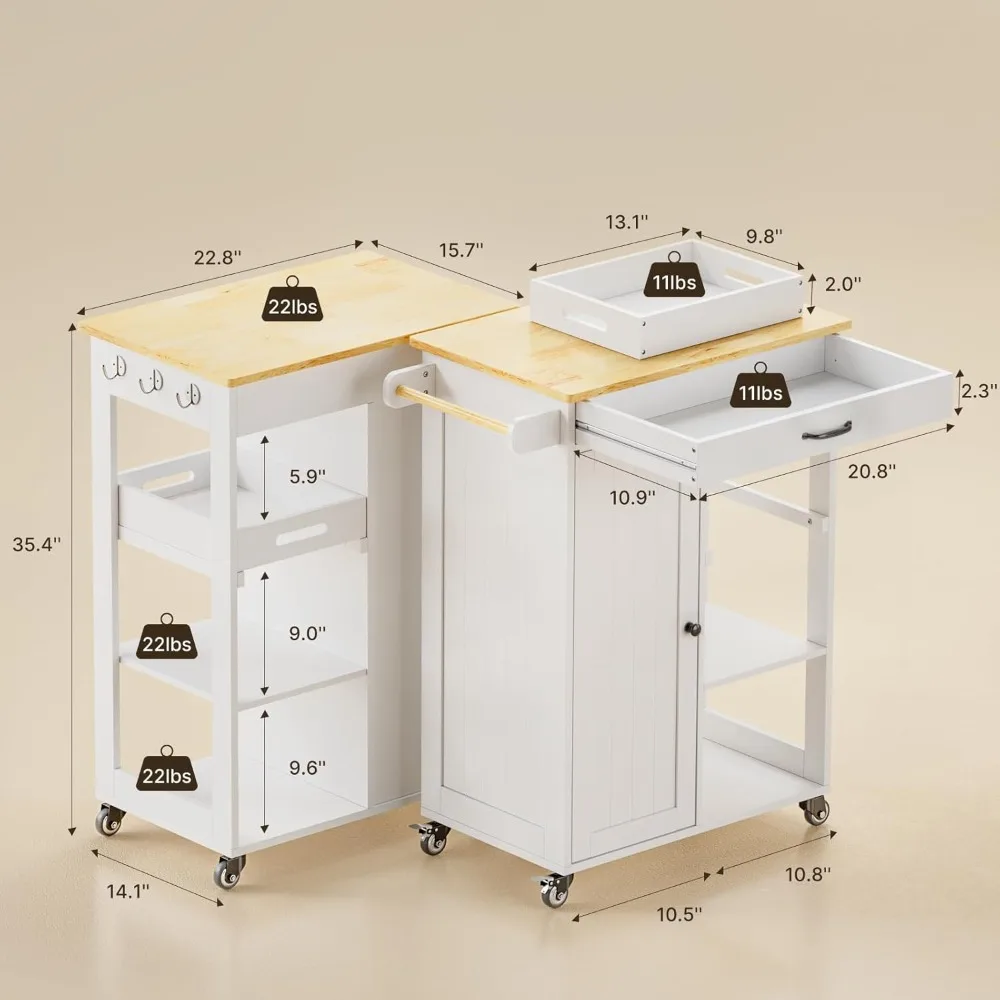 

Kitchen Island Cart with Removable Tray, 27.6''W Rolling Utility Trolley Cart with Drawer, Cabinet, Towel Rack,, Customized