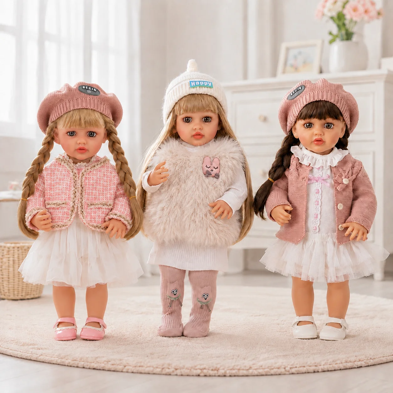Niedliche Puppenkleidung für 22 Zoll (55 cm) Reborn-Babypuppen, Kleidungszubehör, Jumpsuit, Kleid, Pullover, DIY-Spielzeugkleidung für Mädchen, Geschenk