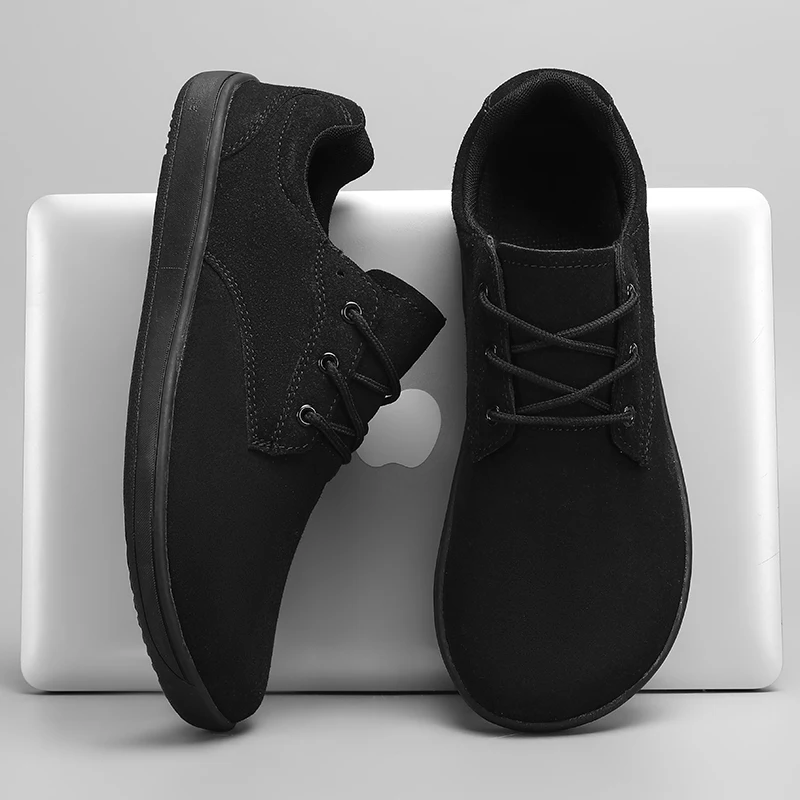 Barefoot Men's Sneakers Wide Ball Toe Box Nose Feet Minimalist Cow Suede Leather Upper Casual Shoes Footwear For Man