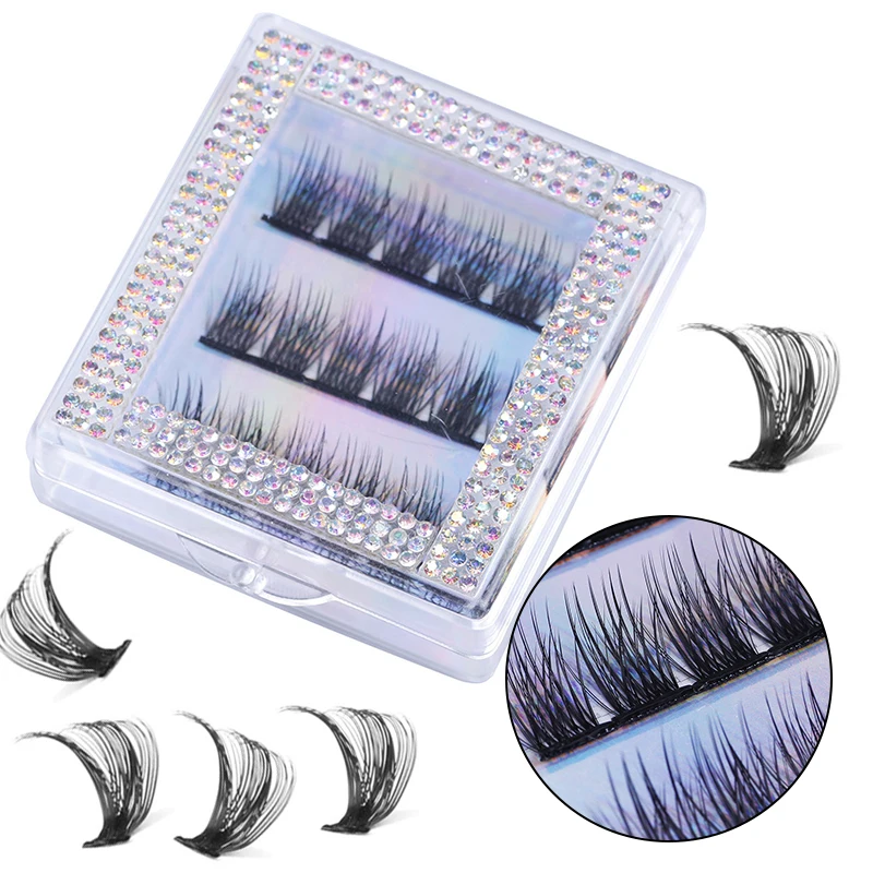 Press-On No Glue Needed Cluster Lashes Reusable DIY Individual Eyelash Extension Segmented Pre-adhesive Fake Mink Eyelashes