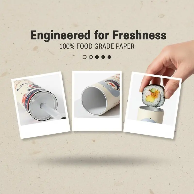 3 PCS Round Sushi Push Box With Sauce Straw Food Grade Sushi Mold Push Up Paper