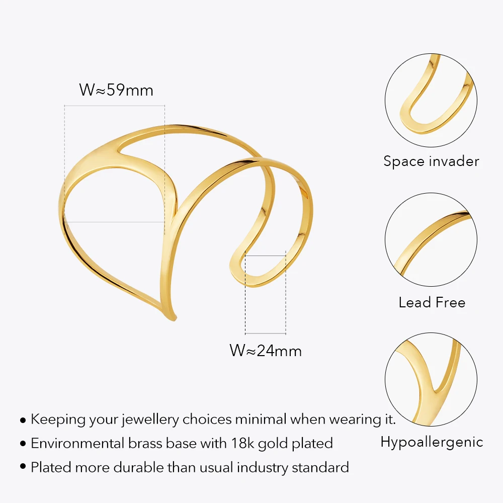 Pulseras Palm Bracelets For Women Space Invader Fantasy Gold Color Simple Bangle Fashion Jewelry Anniversary 2330 2331