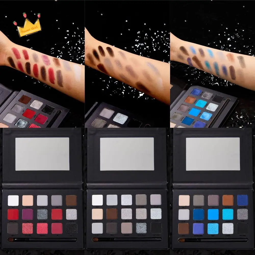 

С зеркалом для макияжа и кистью, интенсивная темная палитра теней для век, матовая подсветка, 15-цветная палитра теней для век, легко окрашивается