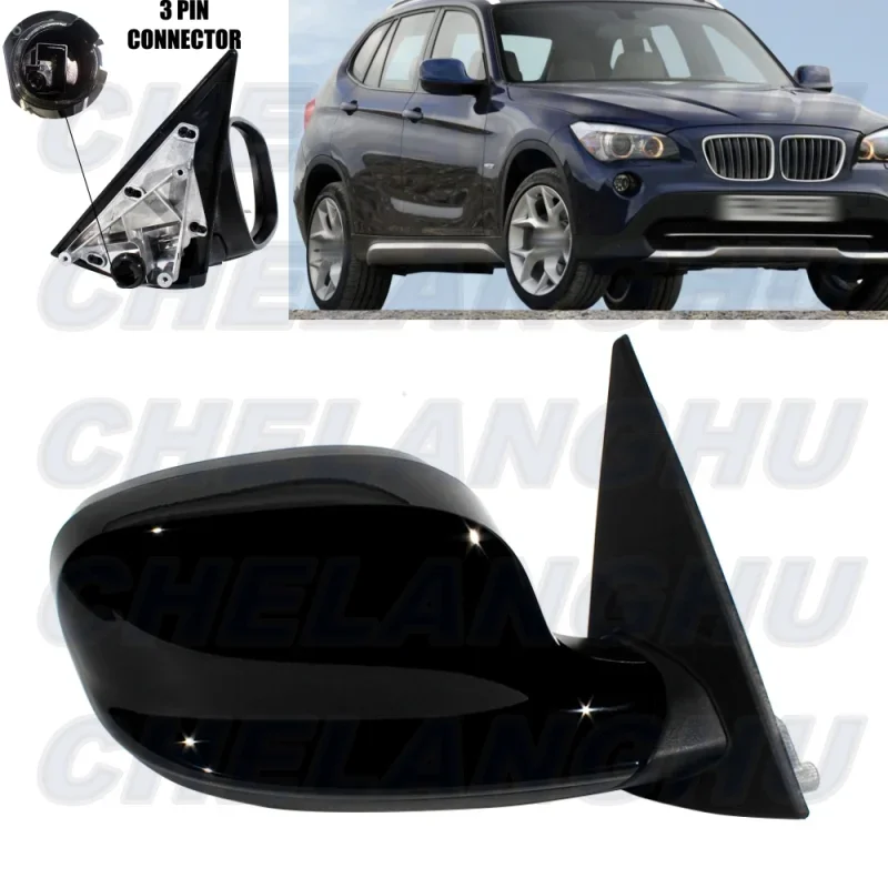 

For BMW X1 E84 2009 2010 2011 2012 US Version Right Side 3 Pins Black Painted Memory Power Adjust Power Fold Mirror Assembly