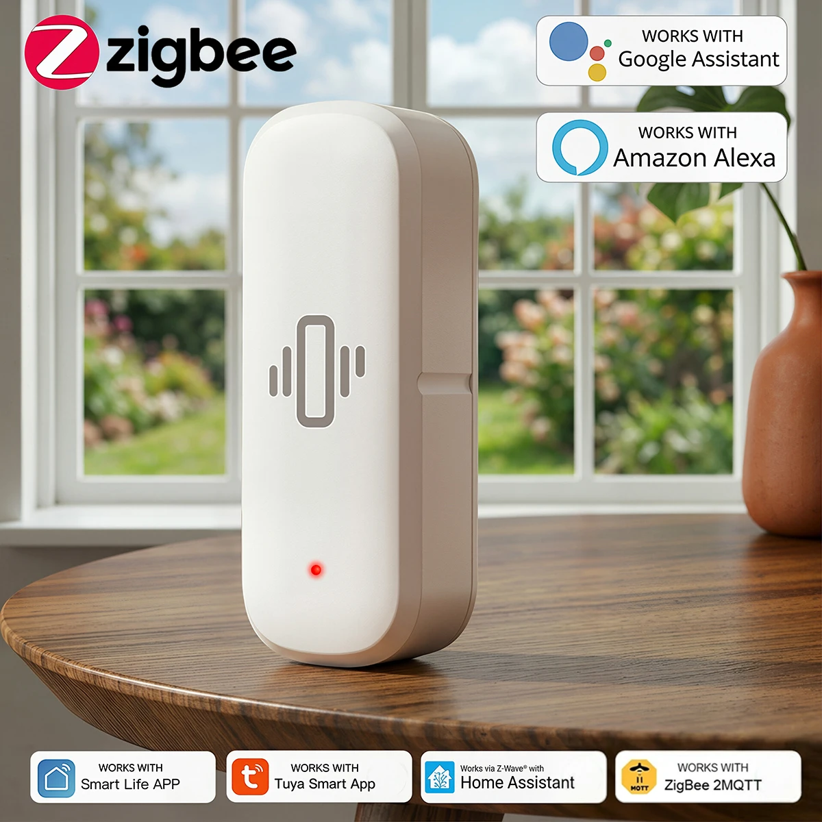 Tuya Zigbee Vibration Sensor XYZ Axis Tilt Detection Real-Time Motion Shock Alarm for Strongbox Door Window Security Protection