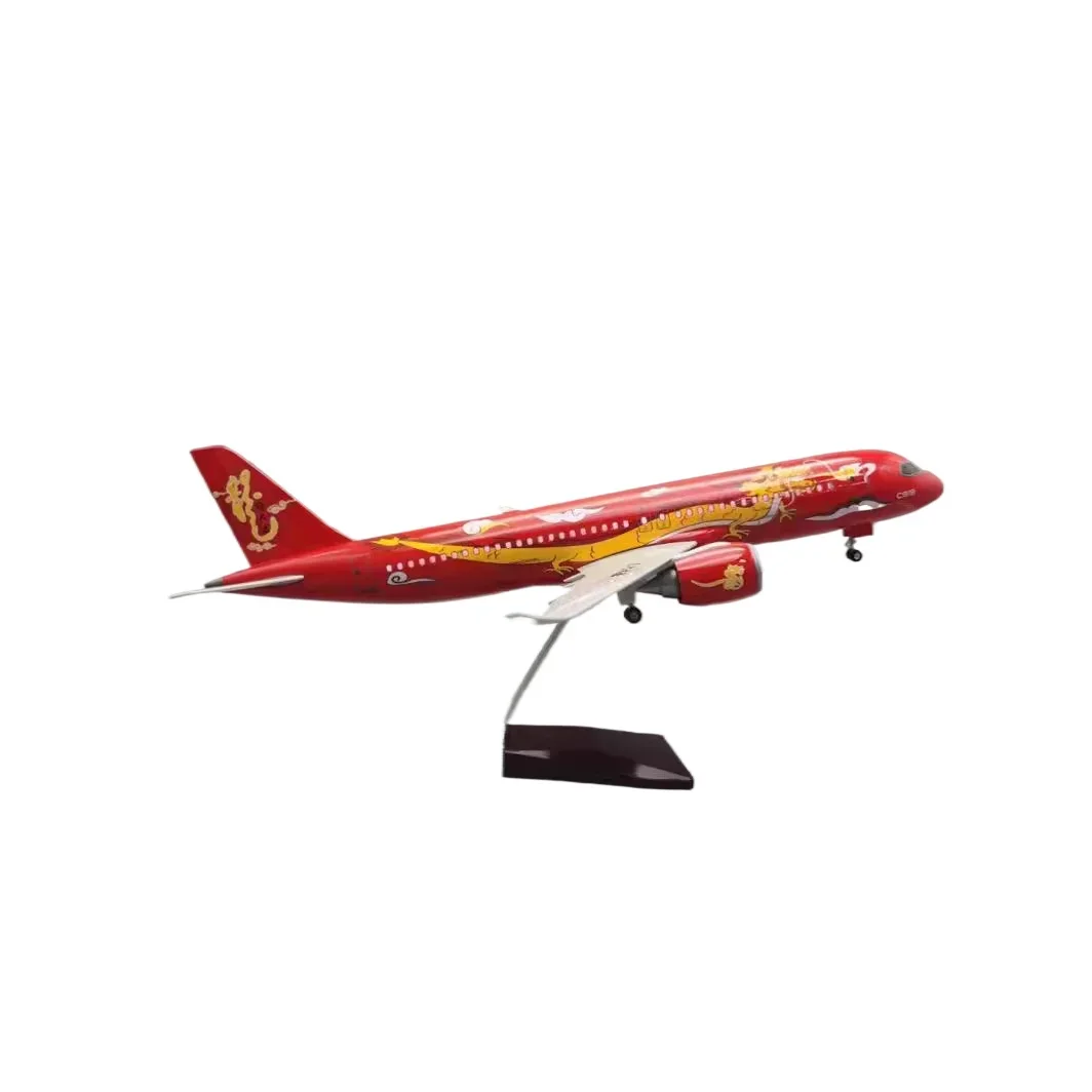 

C919 Year of the Dragon, Red Dragon Travel, Civil Aviation Simulation Plane Model 47cm with Lighting Gift Ornament
