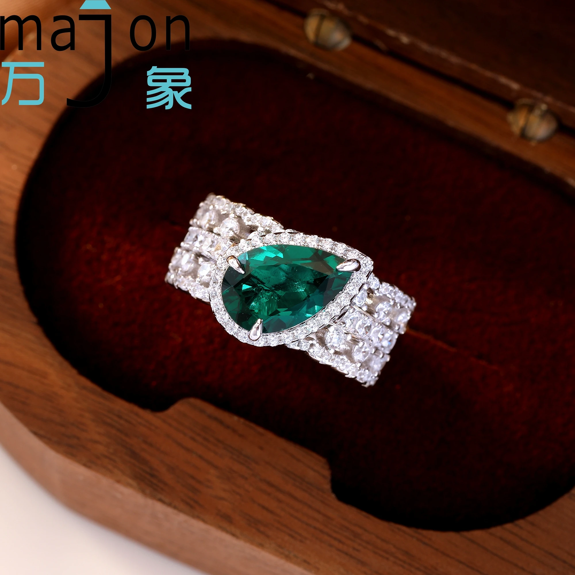 

Кольцо с выращенным в лаборатории изумрудом грушевидной формы 7*11 мм, 1.88 карата, из серебра S925, для женщин, свадебный подарок, ювелирное украшение.