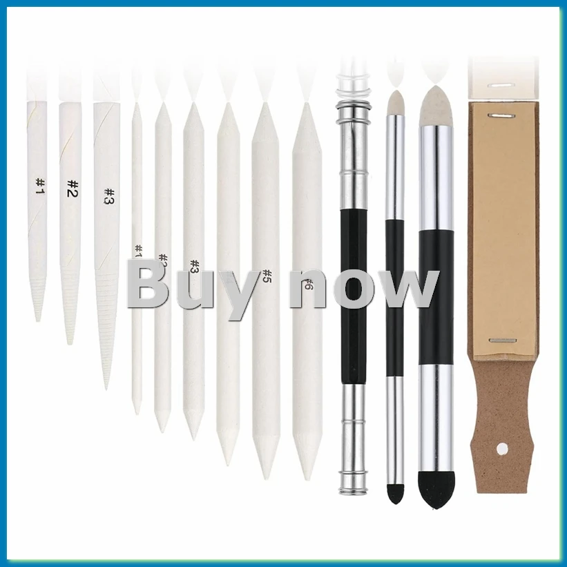 13PCS Blending Stump, Art Blenders with Blending Sponge Pens and Sandpaper Pencil Sharpener Blending Sticks for Drawing-ABHG