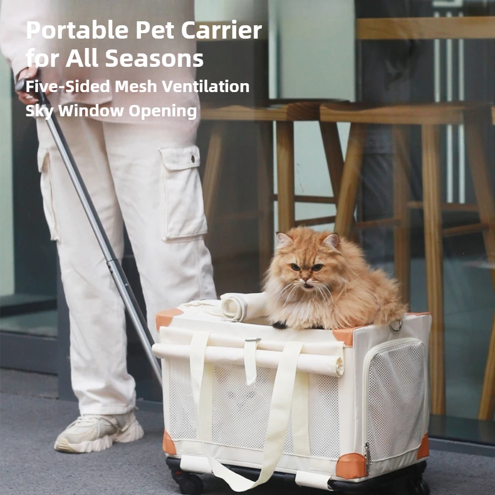 

Foldable Pet Stroller Carrier for Cats and Dogs with Shoulder Strap and Wheels for Travel