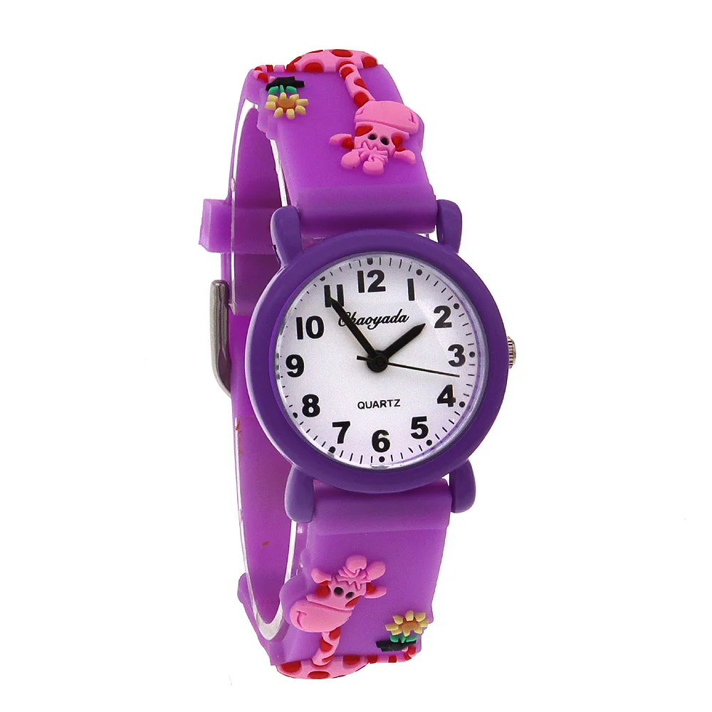 Children's Cartoon Wrist Watch Colorful Giraffe Design Silicone Strap Clock Case for Kids