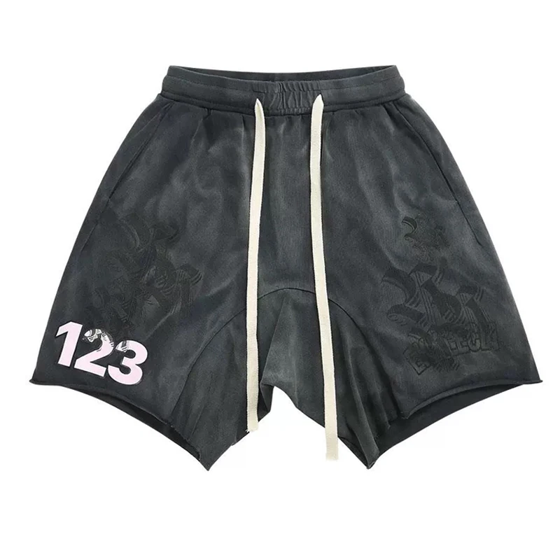 Retro Washed Series RRR123 Casual Shorts Street Hip-hop Trendy Men's Women's High Quality Sports Shorts