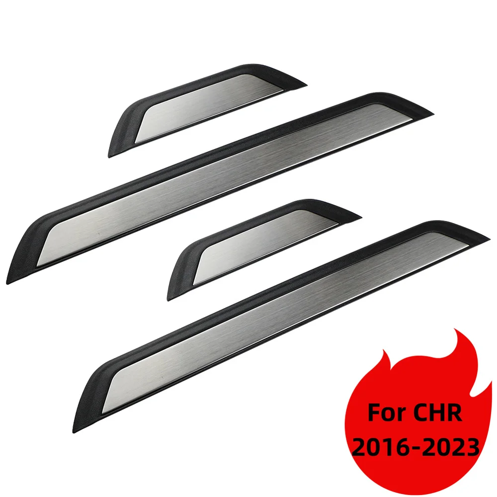 4pc Stainless Door Sill Scuff Plate Trim for Toyota C-HR CHR 2016-2020 2021 2022 2023 Kick Pedal Protector Car Accessories